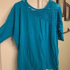 Turquoise top with lace